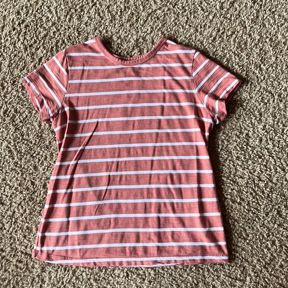 Time and true pink stripped T-shirt